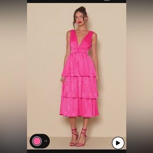 NWT Satin Tiered Midi Dress